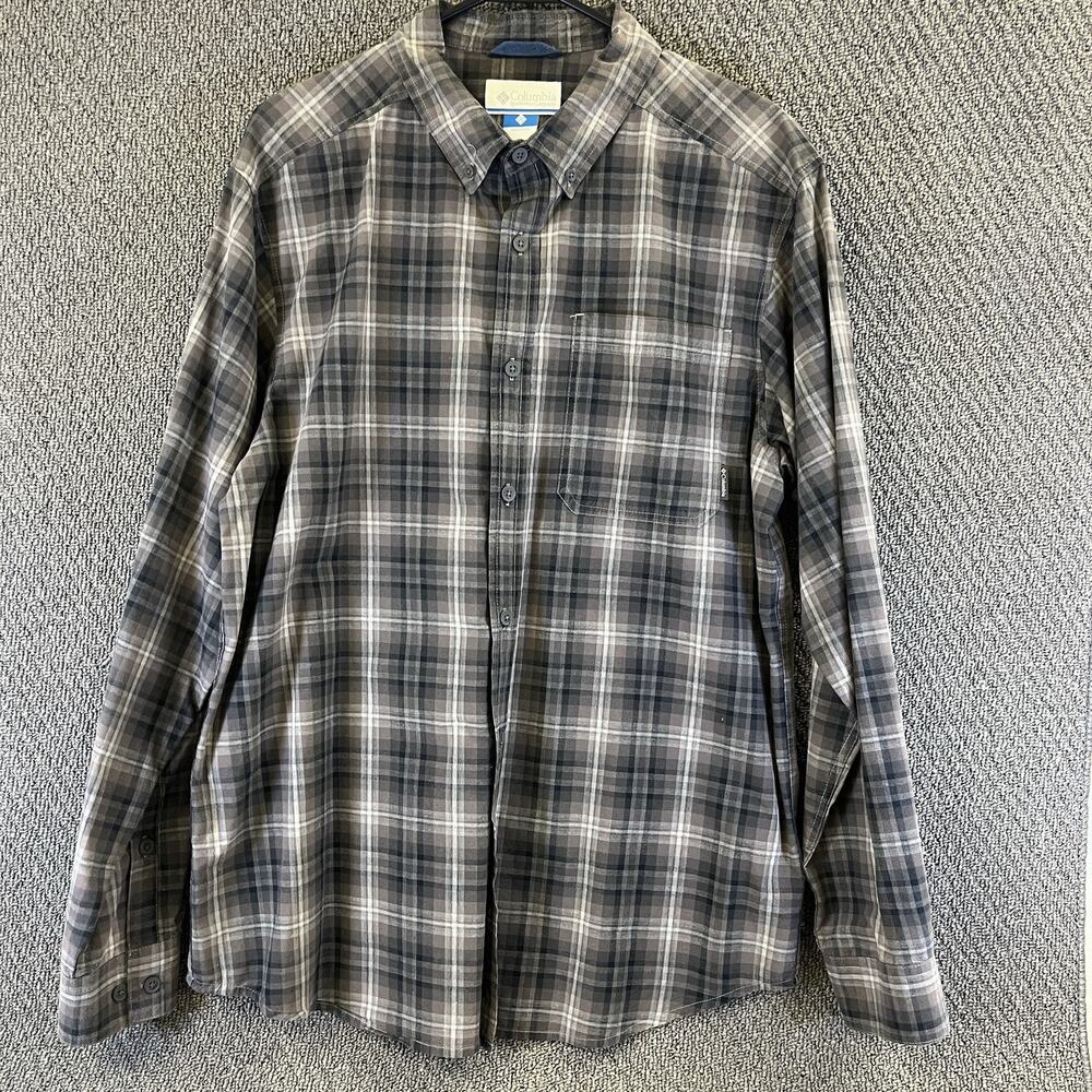 COLUMBIA MEN'S SIZE L PLAID LONG SLEEVE BUTTON UP SHIRT